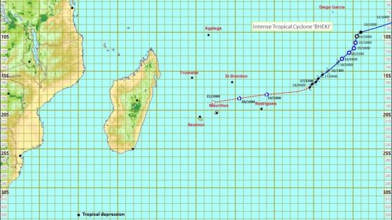 Météo : le cyclone tropical intense Bheki à 1310 km de Maurice