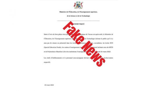 Fake news en circulation - Avis aux élèves : les classes en présentiel auront bel et bien lieu ce jeudi
