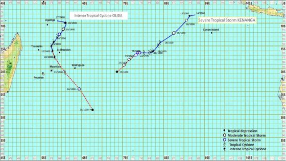 Météo : le cyclone Cilida accélère sa course et pourrait passer à environ 200 km au nord-est de Poudre-d'Or tôt ce dimanche 