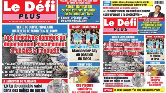 Voici la Une du Défi Plus de ce samedi 22 Avril 2023