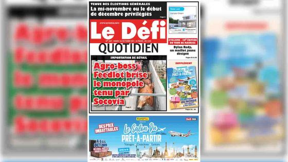 Voici la Une du Defi Quotidien de ce mardi 01 octobre 2019