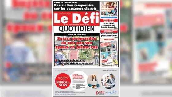 Voici la Une du Défi Quotidien de ce lundi 03 février 2020