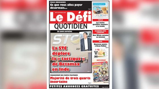 Voici la Une du Defi Quotidien de ce mardi 02 juillet 2019