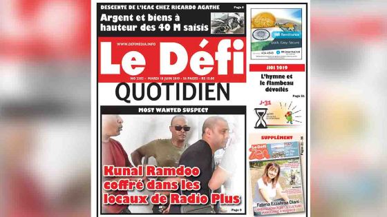 Voici la Une du Defi Quotidien de ce mardi 18 juin 2019