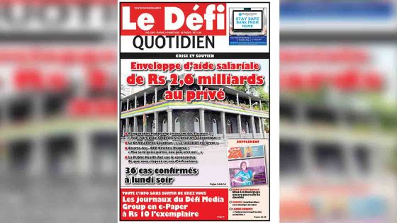 Voici la Une du Defi Quotidien de ce mardi 24 mars 2020