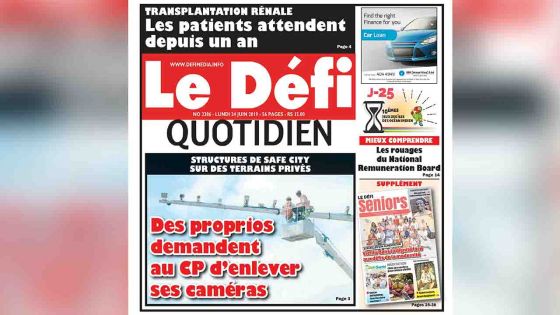 Voici la Une du Defi Quotidien de ce lundi 24 juin 2019