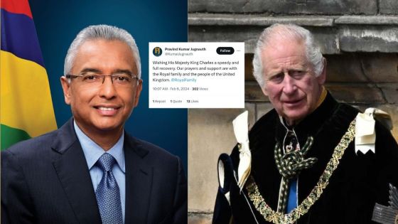 Pravind Jugnauth souhaite un « prompt rétablissement » au roi Charles III