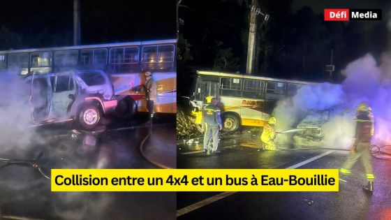 Collision entre un 4x4 et un bus à Eau-Bouillie