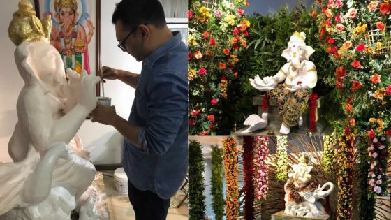 Touches finales pour la fête Ganesh Chaturthi 