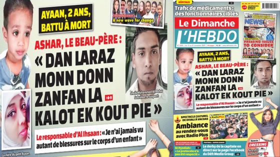 Voici la Une de Le Dimanche/L'Hebdo de ce dimanche 15 Novembre 2020