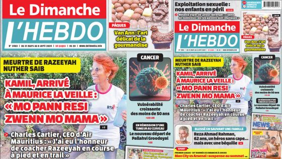 Voici la Une de Le Dimanche/L'Hebdo de ce Dimanche 31 Mars 2024