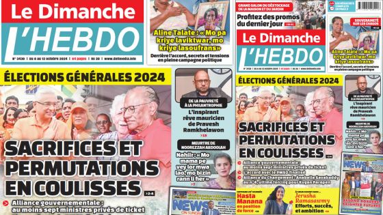 Voici la Une de Le Dimanche/L'Hebdo de ce Dimanche 06 Octobre 2024