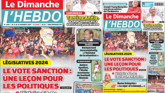 Voici la Une de Le Dimanche/L'Hebdo de ce Dimanche 17 Novembre 2024