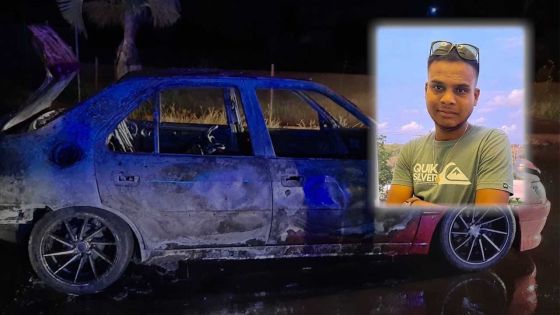 À Terre-Rouge : Sahill Persand prisonnier de sa voiture en feu
