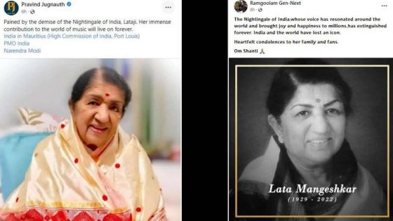 Jugnauth et Ramgoolam rendent hommage à Lata Mangeshkar