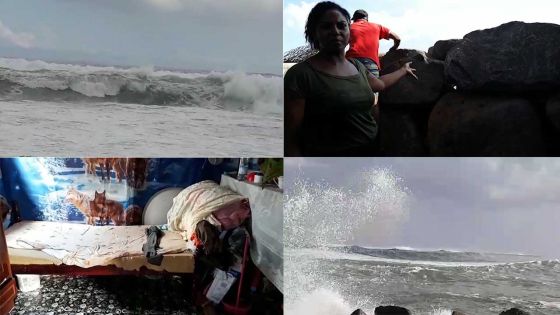À Rivière-des-Galets : de grosses vagues envahissent les maisons en dépit des murs en pierre