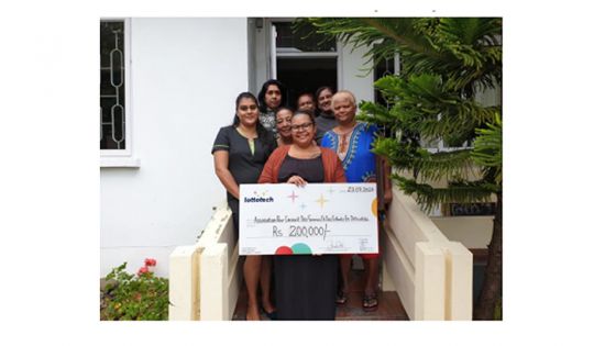 Lottotech offre Rs 200 000 à l’association pour l'accueil des femmes et des enfants en difficulté