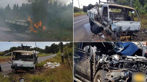 Mare-aux-Vacoas : un camion prend feu après une collision avec un 4x4