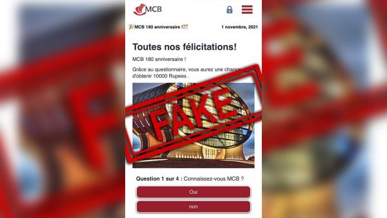 MCB : un faux sondage pour remporter Rs 10 000 dénoncé