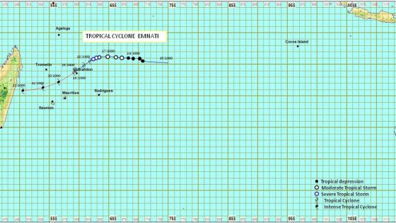 Météo : Emnati passera à environ 275 km au nord-nord-est de Maurice dimanche matin