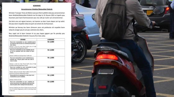 Non-enregistrement des mobylettes et motocyclettes électriques : une « fixed penalty» de Rs 1 000 à Rs 5 000