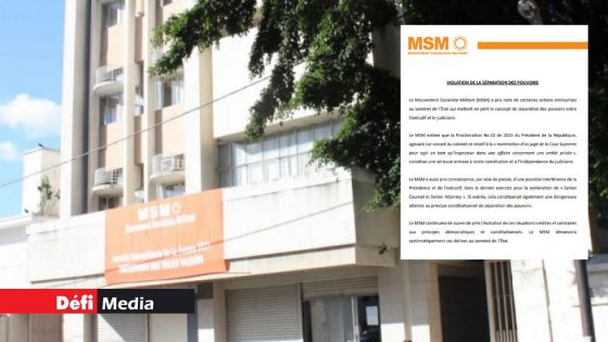 Le MSM dénonce une violation de la «séparation des pouvoirs»