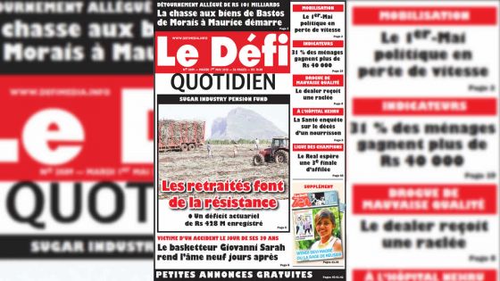 Voici la Une du Défi Quotidien de ce mardi 01 mai