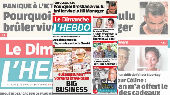 Voici la Une de Le Dimanche / L'Hebdo de ce dimanche 15 avril 2018