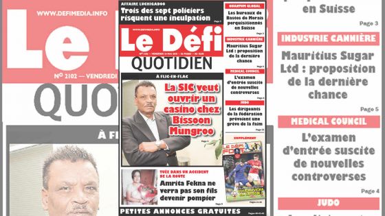 Voici la Une du Defi Quotidien de ce vendredi 18 mai 2018