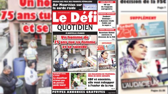 Voici la Une du Defi Quotidien de ce mardi 22 mai 2018