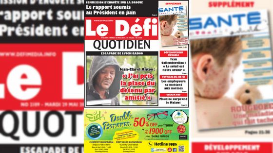 Voici la Une du Defi Quotidien de ce mardi 29 mai 2018