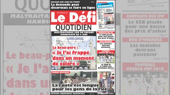 Voici la Une du Defi Quotidien de ce mercredi 30 mai 2018  