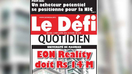 Voici la Une du Defi Quotidien de ce lundi 02 avril