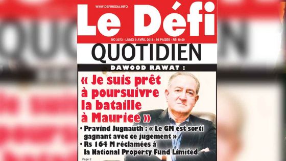 Voici la Une du Defi Quotidien de ce lundi 09 avril