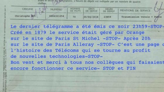 Stop final pour le service des télégrammes en France