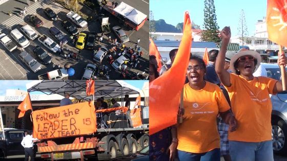 Défilé de voitures orange dans le fief de Pravind Jugnauth 