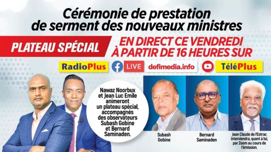 Cérémonie de prestation de serment des nouveaux ministres : Plateau spécial