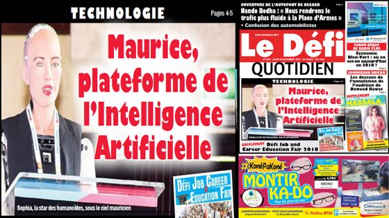 Voici la Une du Defi Quotidien de ce jeudi 29 novembre 2018