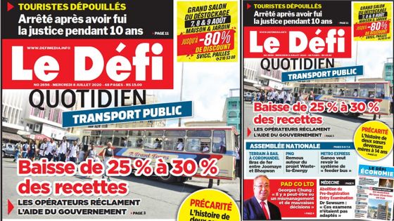 Voici la Une du Defi Quotidien de ce mercredi 8 juillet 2020