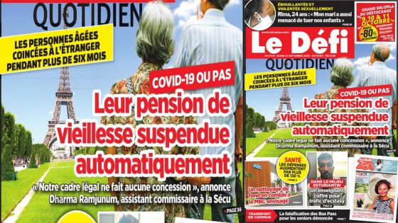 Voici la Une du Défi Quotidien de ce mardi 15 Septembre 2020