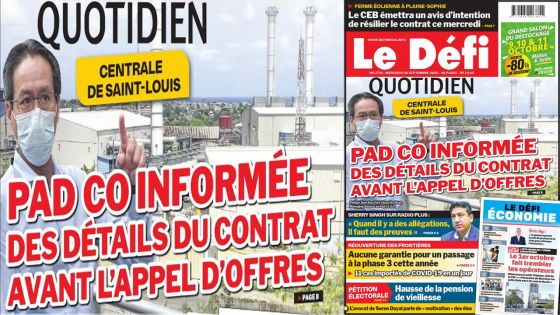 Voici la Une du Défi Quotidien de ce Mercredi 30 Septembre 2020