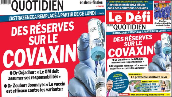 Voici la Une du Défi Quotidien de ce lundi 22 mars 2021