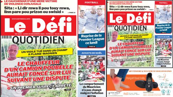 Voici la une du Défi Quotidien de ce lundi 26 Décembre 2022