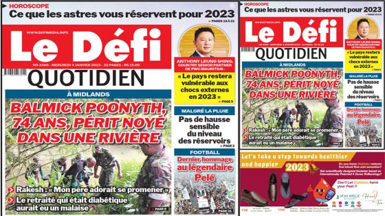 Voici la une du Défi Quotidien de ce mercredi 04 Janvier 2023