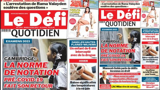 Voici la une du Défi Quotidien de ce Mardi 16 Mai 2023