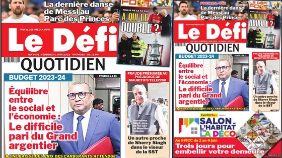 Voici la une du Défi Quotidien de ce Vendredi 02 Juin 2023