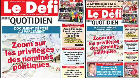 Voici la une du Défi Quotidien de ce Vendredi 16 Juin 2023