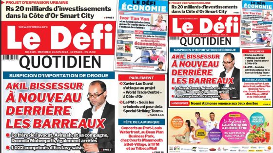 Voici la une du Défi Quotidien de ce Mercredi 21 Juin 2023