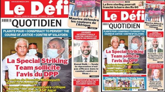 Voici la une du Défi Quotidien de ce Lundi 26 Juin 2023