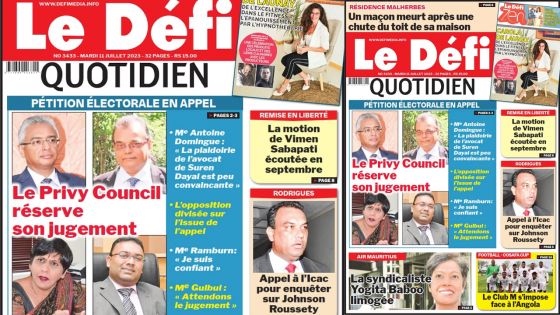 Voici la une du Défi Quotidien de ce Mardi 11 juillet 2023